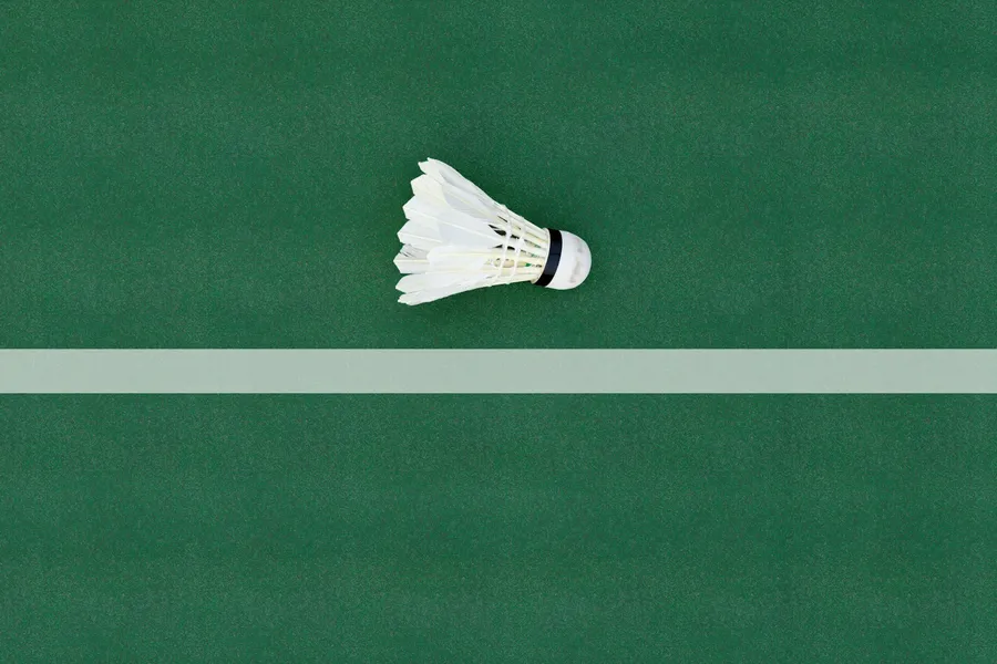 Volant de badminton sur un terrain vert